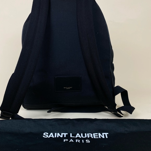 COPY - SAINT LAURENT Nylon Denim Classic Hunting Backpack Black Light Blue. - Picture 3 of 5